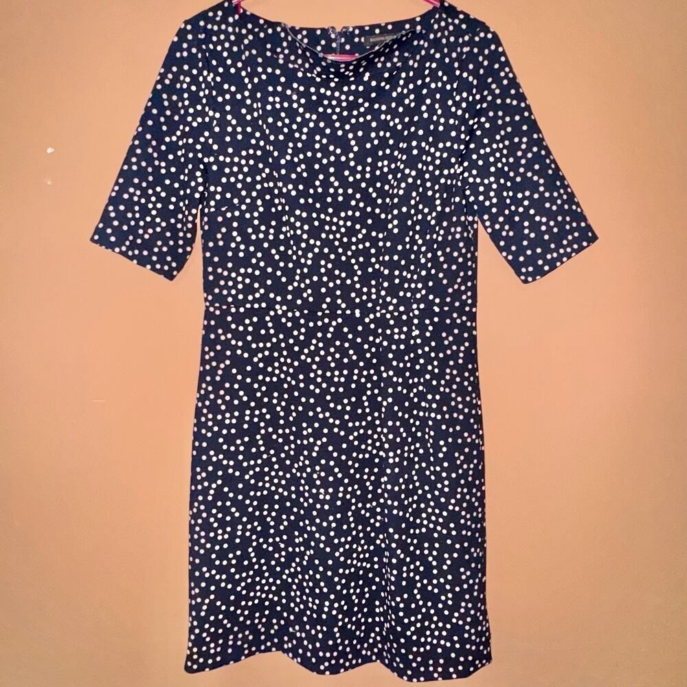 Banana Republic Polka Dot Pleated Waist Sheath Dress - 6P